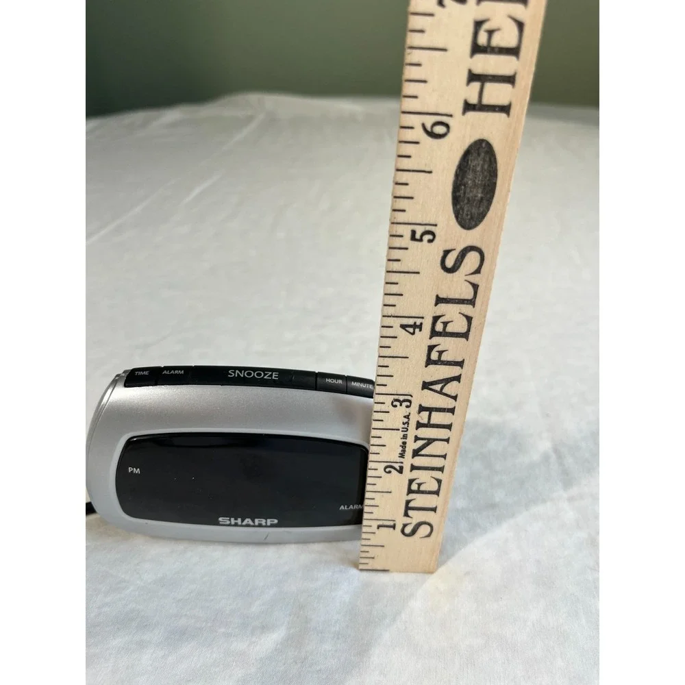 Sharp Digital Alarm Clock SPC085 Silver Black Battery Backup LED Display Vintage